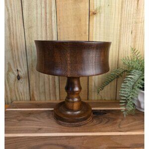 Vintage Mid-Century Modern Wooden Pedestal Bowl 10" Diameter
